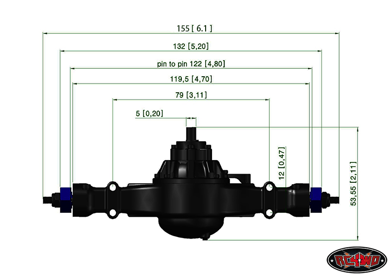 Scale Semi Truck Rear Axle with Locking Differential (Blue) eBay
